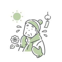 認知症を患う高齢者　シンプルでお洒落な線画イラスト