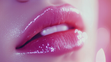 艶やかなピンクリップのクローズアップ