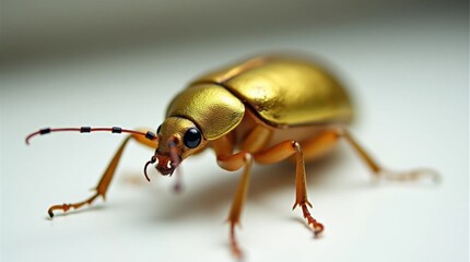 Naklejka premium Gold-Colored Leaf Beetle with a Shiny Exoskeleton