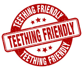 teething friendly stamp. teething friendly label. round grunge sign