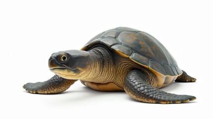 Naklejka premium Sea Turtle with Textured Shell on White Background