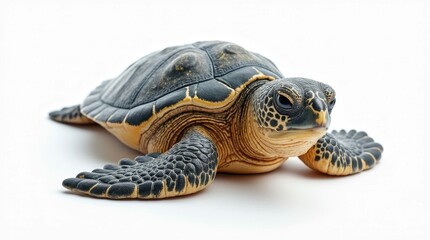 Obraz premium Close-up of a Large Sea Turtle with Textured Shell on White Background