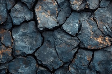 Fototapeta premium Dark Textured Stone Surface with Sharp Edges and Unique Patterns for Background Use