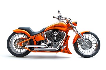 Stylish orange motorcycle isolated on white background