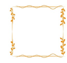 Autumn leaves frame. Autumn leaves border. Gold frame,