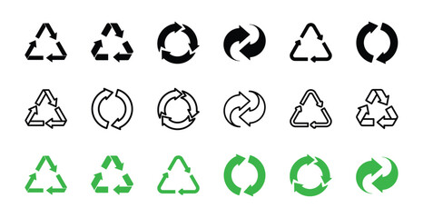 Set of recycle icon symbol vector on white background