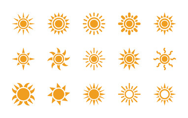 Set of sun icon symbol vector on white background