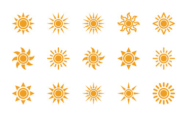 Set of sun icon symbol vector on white background