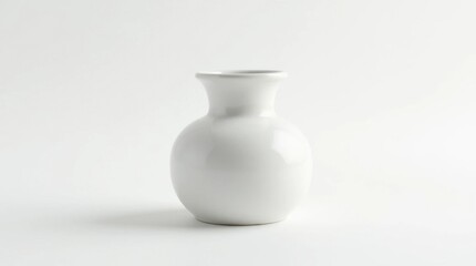 Simple White Ceramic Vase on White Background
