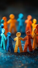 A vivid circle of paper figures holding hands creates a visually stunning representation of community, harmony, and support among individuals.