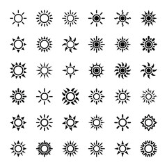Set of sun icon symbol vector on white background