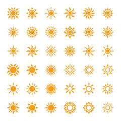 Set of sun icon symbol vector on white background