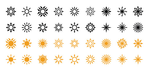 Set of sun icon symbol vector on white background