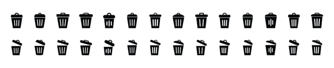 Set of trash can icon symbol vector on white background