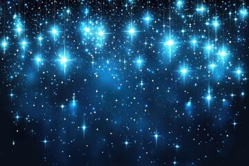 Sparkling Blue Starry Background with Bright Stars and Cosmic Elements for Creative Projects