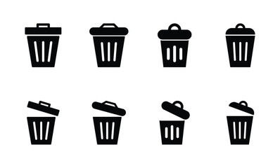 Set of trash can icon symbol vector on white background