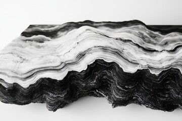 Abstract Black and White Layered Texture Displaying Organic Wave Patterns in Modern Design
