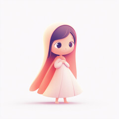 Fototapeta premium A beautiful cartoon princess with a flower in her hair