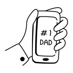 Dad message on a mobile, doodle style icon 

