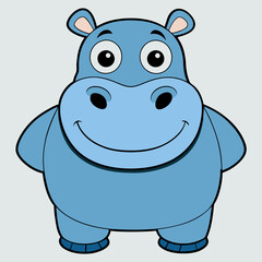 cartoon, animal, pig, illustration, vector, pink, hippo, farm, cute, baby, character, piglet, hippopotamus, piggy, mammal, funny, wild, happy, drawing, smile, comic, fun, nature, pet, art