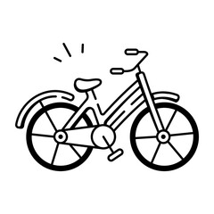 Fototapeta premium Bicycle icon in hand drawn style 