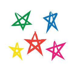 simple colored star scribbles made by children