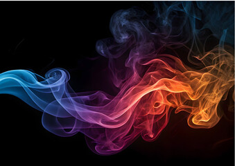 Fototapeta premium Flowing Colored Smoke on Black Background, Abstract Design Element