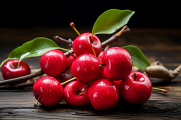 Fresh Crabapples on wooden background