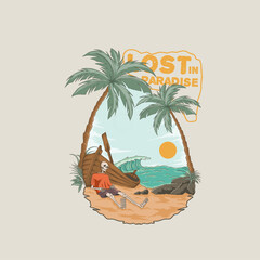 a skull washed up on the beach in a small boat

