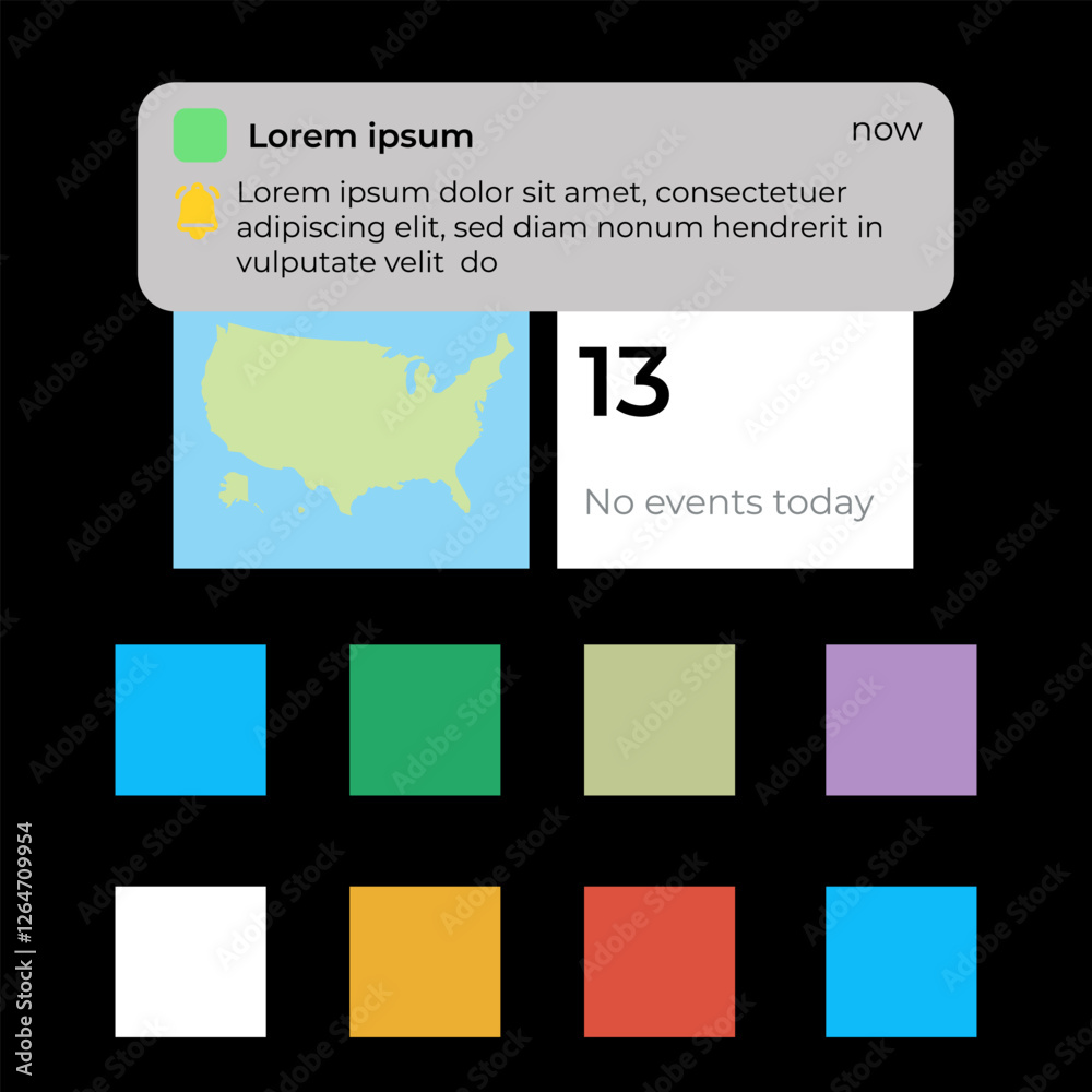 Poster mobile push notifications: notif in digital marketing. iphone new message notification. concept on r