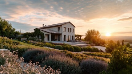 House on Lush Green Hillside