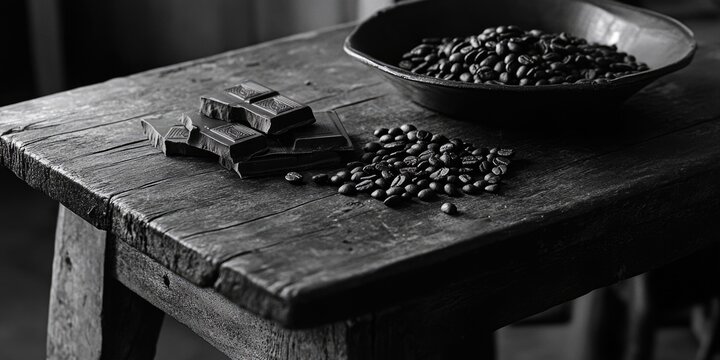 Coffee Beans on Wooden Table