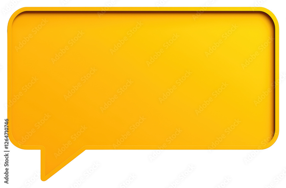 Fototapete golden yellow speech bubble with rounded corners on a transparent background