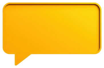 Golden Yellow Speech Bubble with Rounded Corners on a Transparent Background