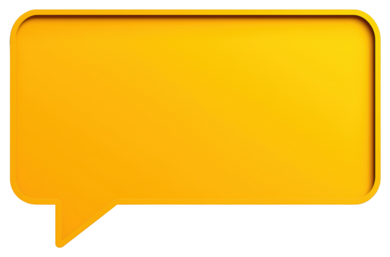 Golden Yellow Speech Bubble with Rounded Corners on a Transparent Background