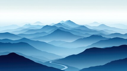 Serene mountain landscape scenic view digital illustration calm environment panoramic perspective