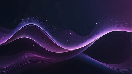 a futuristic abstract background featuring a digital wave pattern in deep plum and soft lilac against a midnight blue backdrop.