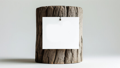 Minimalist wooden pole sign with copy space for branding, advertising, or informational display