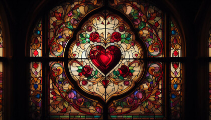 Fototapeta premium A Floral Glow – Where Roses Bloom in Vibrant Glass