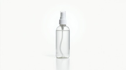 Empty Transparent Spray Bottle Isolated on White Background