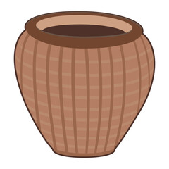 Traditional clay pot illustration, rustic pottery design, handmade earthenware container artwork