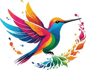 Hummingbird Illustration vector design, Hummingbird logo and icon Design