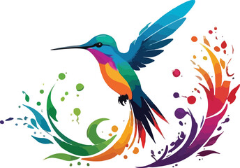 Colorful Hummingbird vector design, Heron logo, icon Design