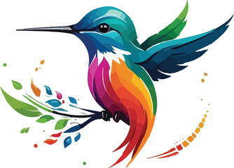 Colorful Hummingbird vector design, Heron logo, icon Design