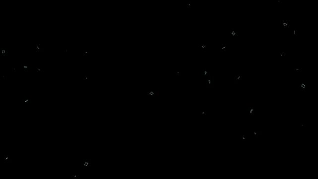 Ice explosion on a black background. Shards of ice flying in different directions.