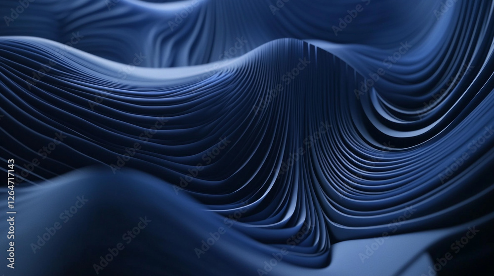 Poster fluid patterns of deep blue waves undulating gracefully in a captivating display of texture and move