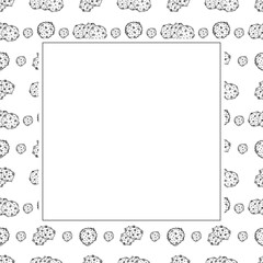 chocolate chip cookies frame. doodle chocolate cookies square frame. hand drawn cookies frame background. chocolate cookies background