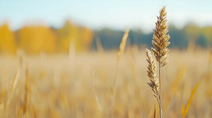 Fototapeta premium Golden Grass in Autumn Field