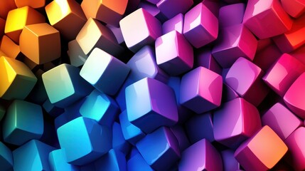 A digital composition of geometric blob shapes with gradient colors and shadow effects.