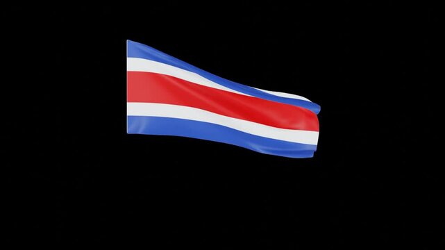 Thailand flag waving in the wind with a black background. Realistic Thai flag featuring red, white, and blue horizontal stripes.